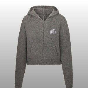 SKIMS COZY CROP HOODIE USA PARALYMPIC /4X/5X HODDED SWEATER NWT/ GREY